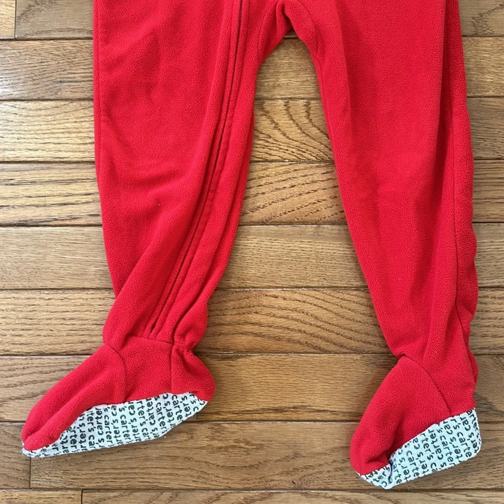 🦌Carter’s Footie Pajamas size 4T red with reindeer VGUc boys girls - Picture 6 of 11
